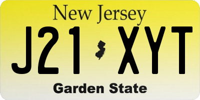 NJ license plate J21XYT