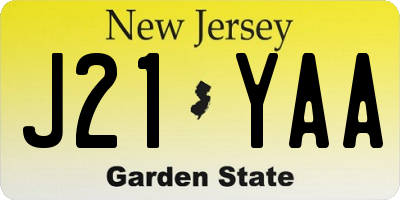 NJ license plate J21YAA