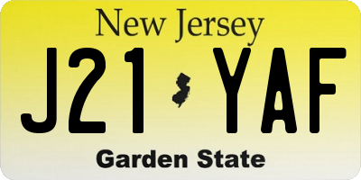 NJ license plate J21YAF