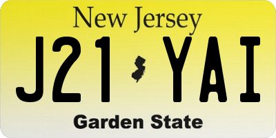 NJ license plate J21YAI