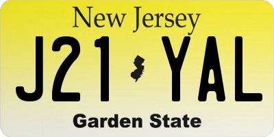 NJ license plate J21YAL