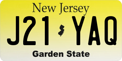 NJ license plate J21YAQ