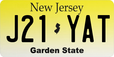 NJ license plate J21YAT
