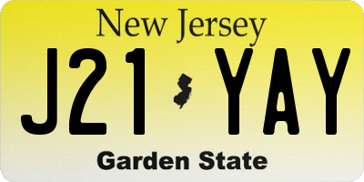 NJ license plate J21YAY
