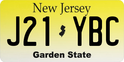 NJ license plate J21YBC