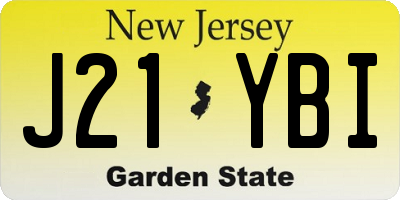 NJ license plate J21YBI