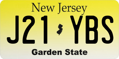 NJ license plate J21YBS