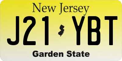 NJ license plate J21YBT