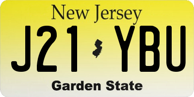NJ license plate J21YBU