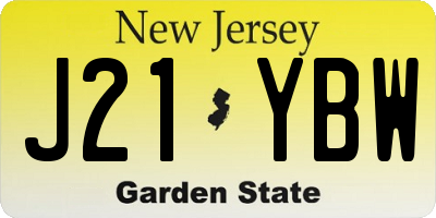 NJ license plate J21YBW