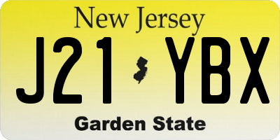 NJ license plate J21YBX