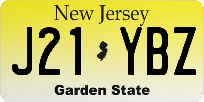 NJ license plate J21YBZ