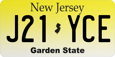NJ license plate J21YCE