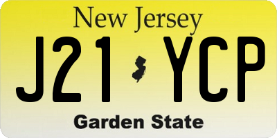 NJ license plate J21YCP