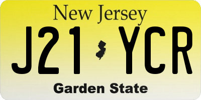 NJ license plate J21YCR