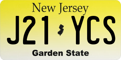 NJ license plate J21YCS