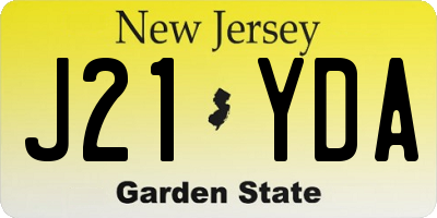 NJ license plate J21YDA