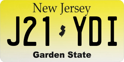 NJ license plate J21YDI