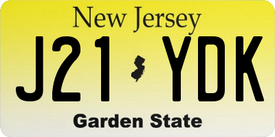 NJ license plate J21YDK