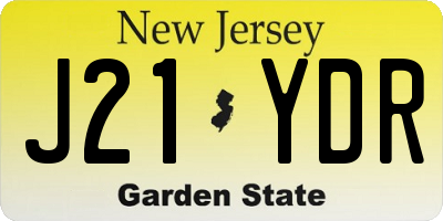 NJ license plate J21YDR