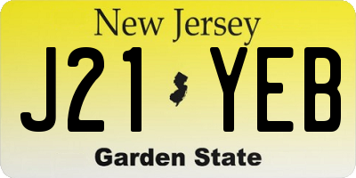 NJ license plate J21YEB