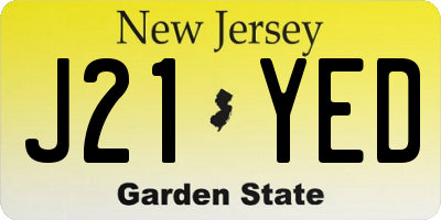 NJ license plate J21YED