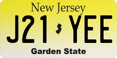 NJ license plate J21YEE