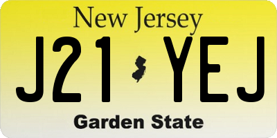 NJ license plate J21YEJ