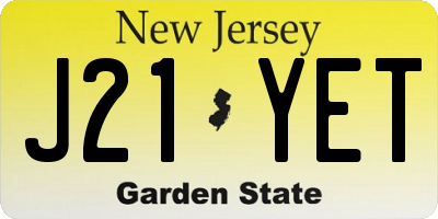 NJ license plate J21YET