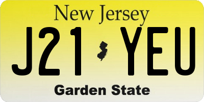 NJ license plate J21YEU