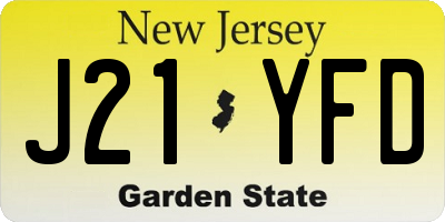 NJ license plate J21YFD