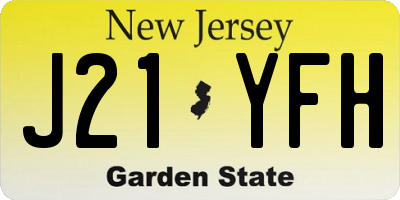NJ license plate J21YFH