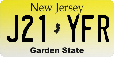 NJ license plate J21YFR