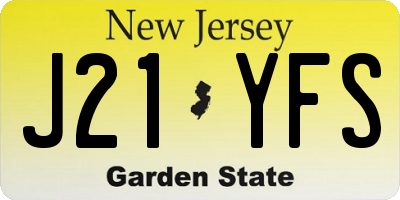 NJ license plate J21YFS