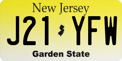 NJ license plate J21YFW