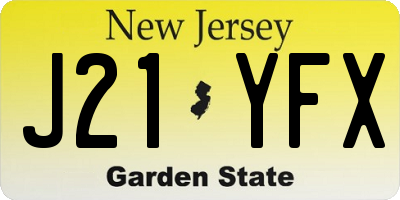 NJ license plate J21YFX