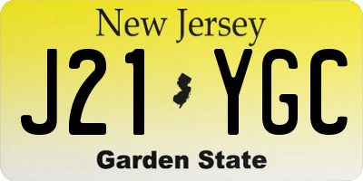 NJ license plate J21YGC