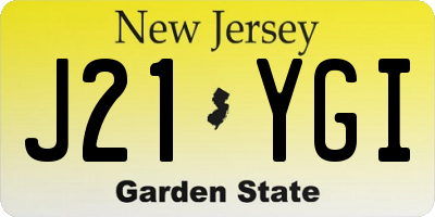 NJ license plate J21YGI