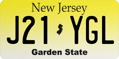 NJ license plate J21YGL