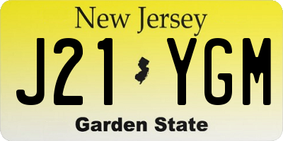 NJ license plate J21YGM