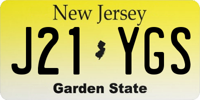 NJ license plate J21YGS