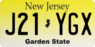 NJ license plate J21YGX