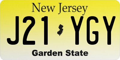NJ license plate J21YGY