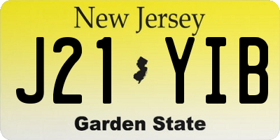 NJ license plate J21YIB