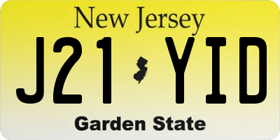 NJ license plate J21YID