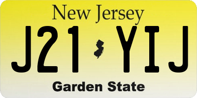 NJ license plate J21YIJ