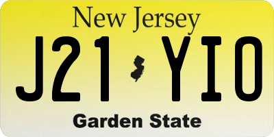 NJ license plate J21YIO