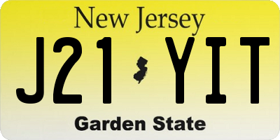 NJ license plate J21YIT
