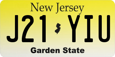 NJ license plate J21YIU