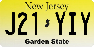 NJ license plate J21YIY